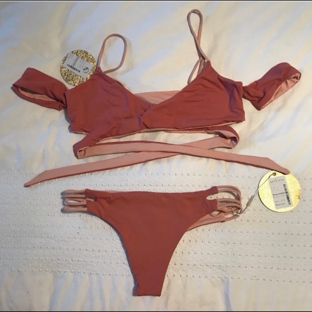 Women's Dusty Rose Wrap Bikini Set